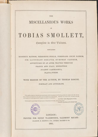 The miscellaneous works of Tobias Smollett